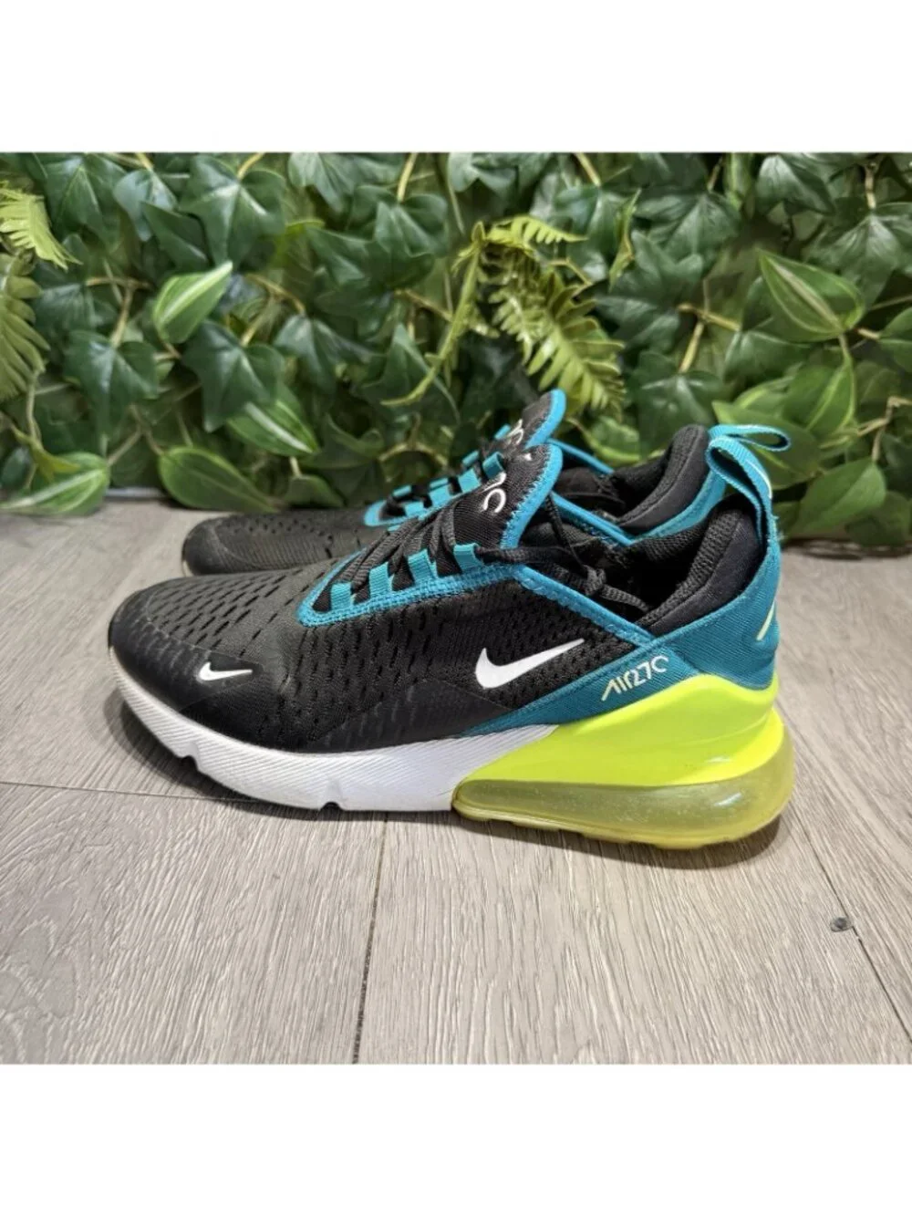 NIKE Air Max 270 GS Black White Teal / Spruce Shoes 943345-026 Size US 5.5Y